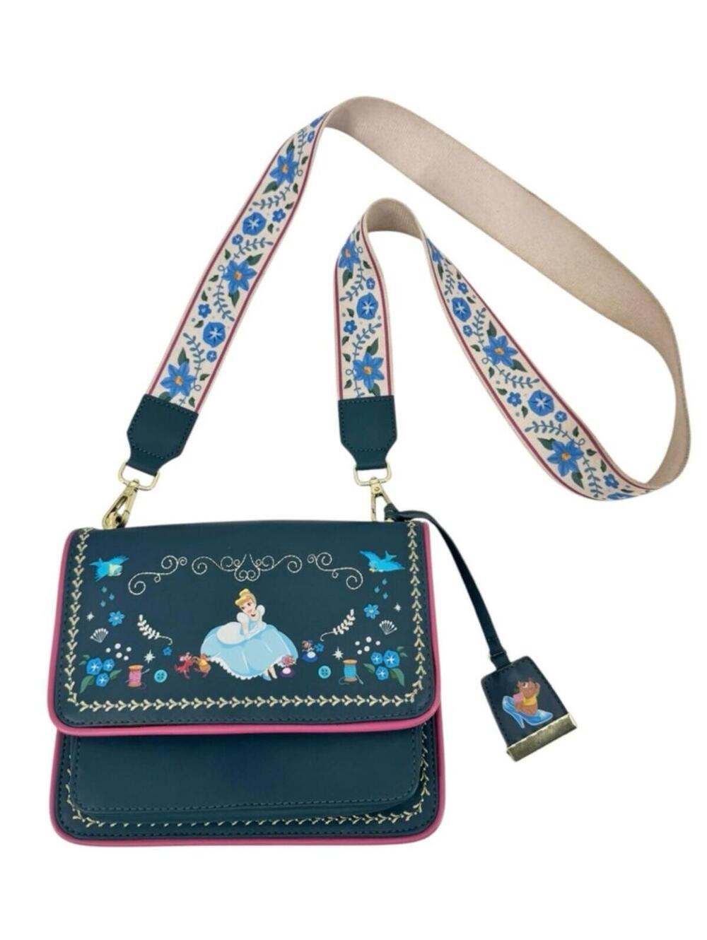 Disney Loungefly Cinderella Crossbody Bag Floral Jaq Gus
